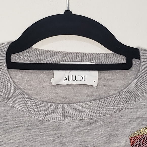 Allude 100% Virgin Wool Ribbed Grey Knit Sweater - Picture 5 of 12